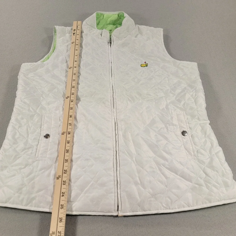 Magnolia Lane Masters Golf Quilted Reversible Puffer Vest White Green Women's L